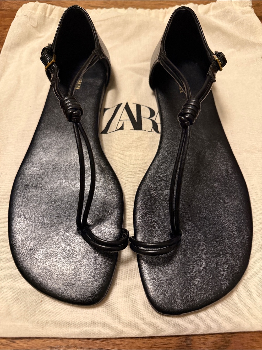 Zara toe loop leather sandals size 7 / 37 - Picture 3 of 10